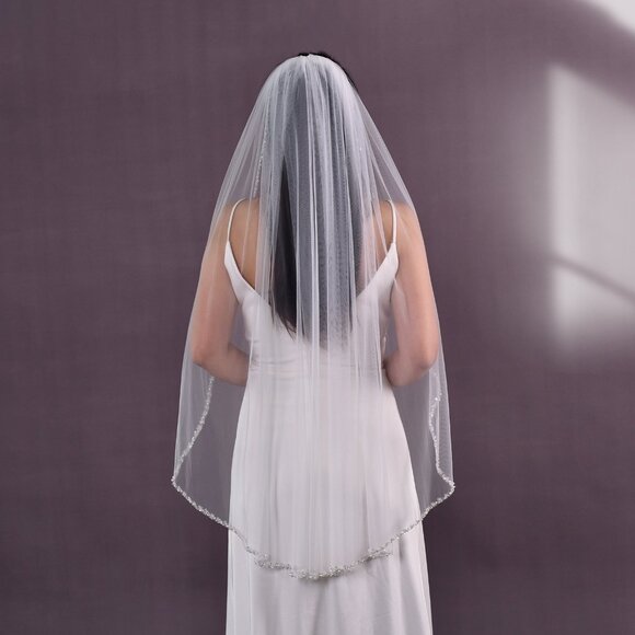 BRIDELLA BV235-IY1 Exquisite Beaded Bridal Veil for Women's Wedding Dresses - Picture 3 of 8